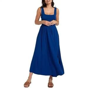 Seraphine Sleeveless Maxi Dress Blue Maternity Nursing Jersey Knit Maternity 4